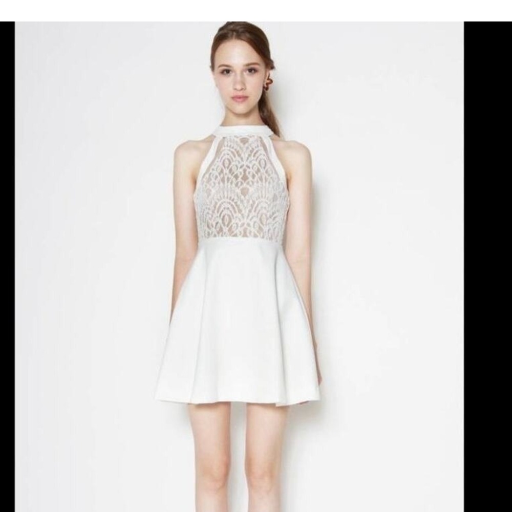 Missguided White Lace Halter Neck Fit and Flare Mini Dress US‎ 8 (a-27)